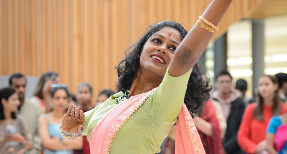 A lady dancing.
