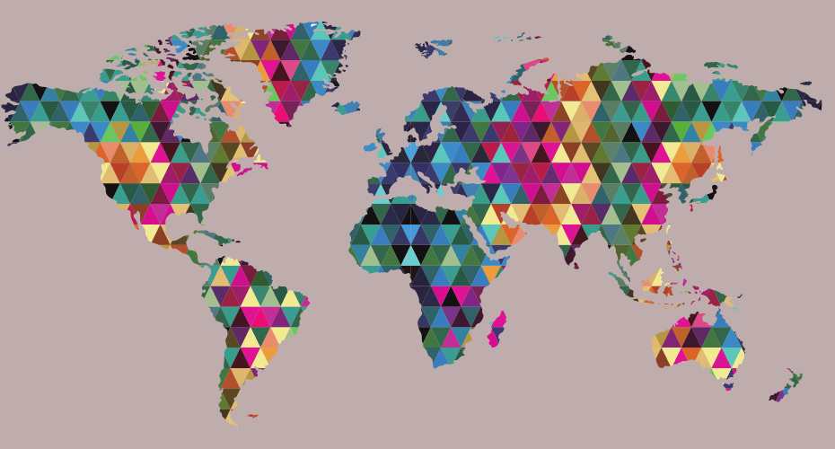 Pictorial representation of the world using multiple colours