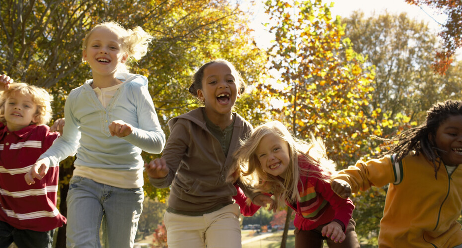 Children running outside