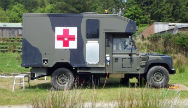 Landrover car with red cross
