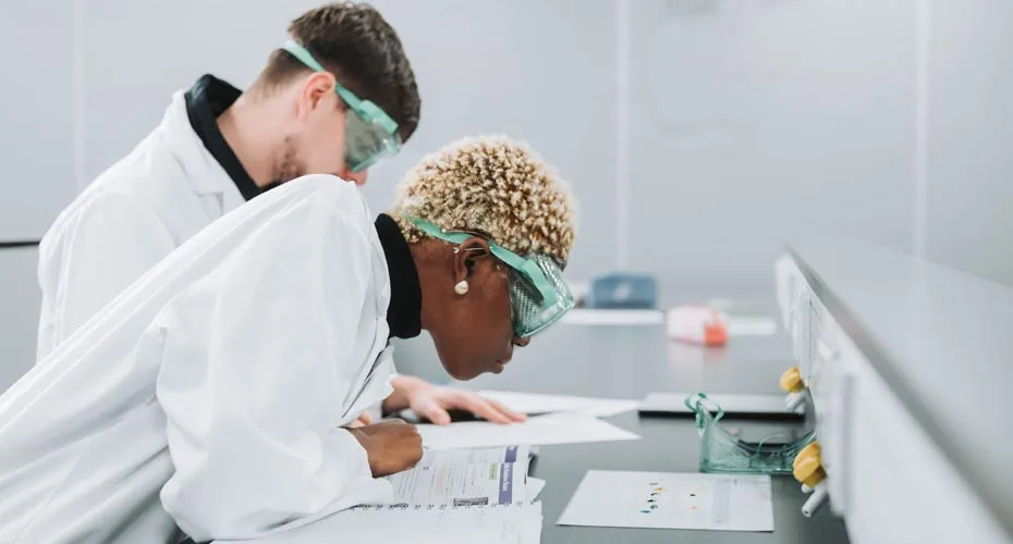 PhD students in a lab.