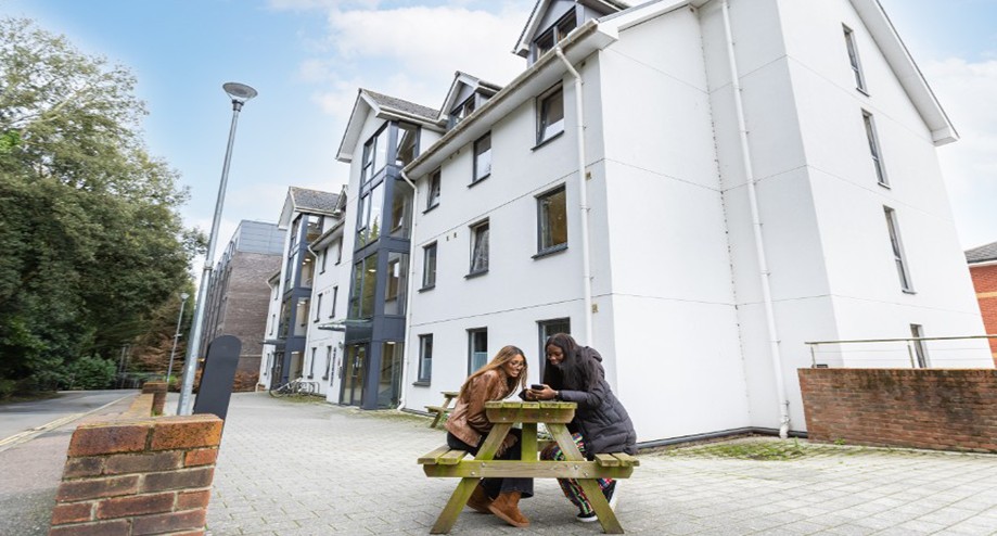 Students outside Merrivale accommodation