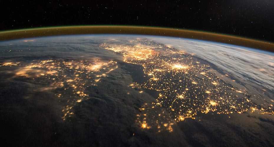 The earth viewed from space at night