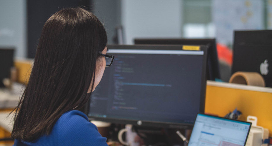 Student at computer screen