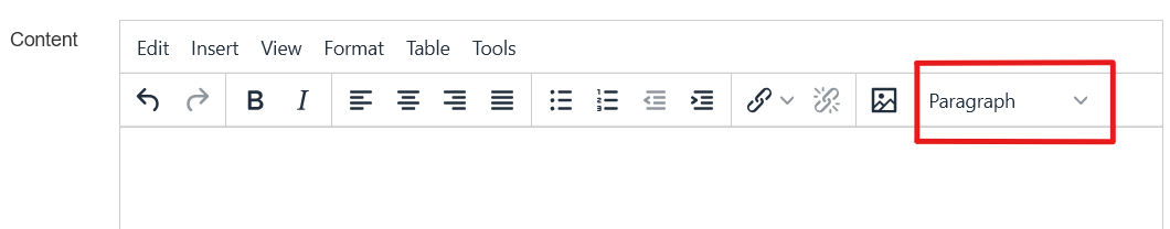 A screenshot of the T4 text formatting drop-down menu.