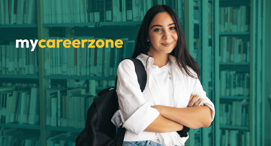 Student in a library