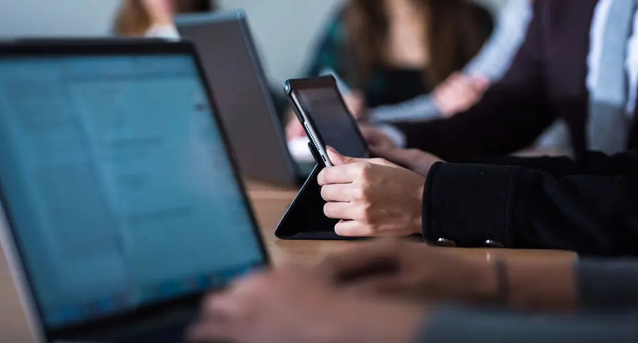 Looking at tablet screen